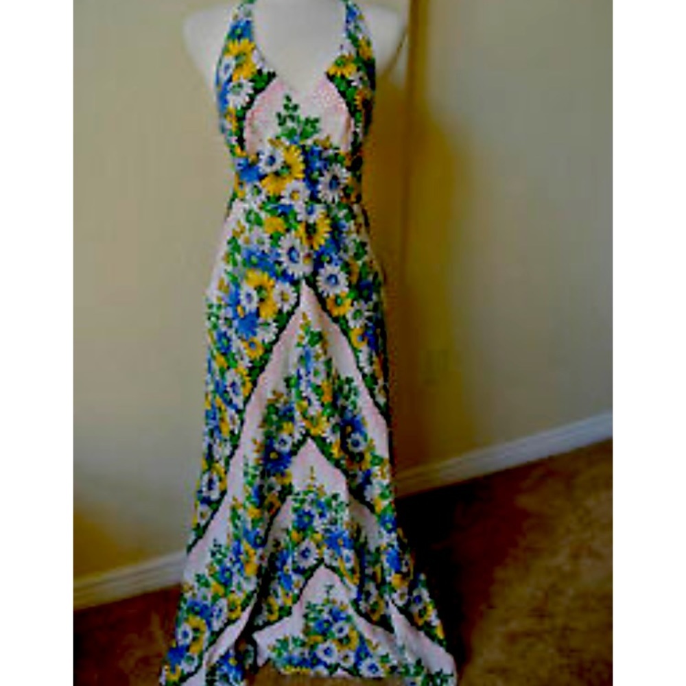 ANTHROPOLOGIE 9 H15 STCL Soraya Floral Halter Maxi - Picture 2 of 9